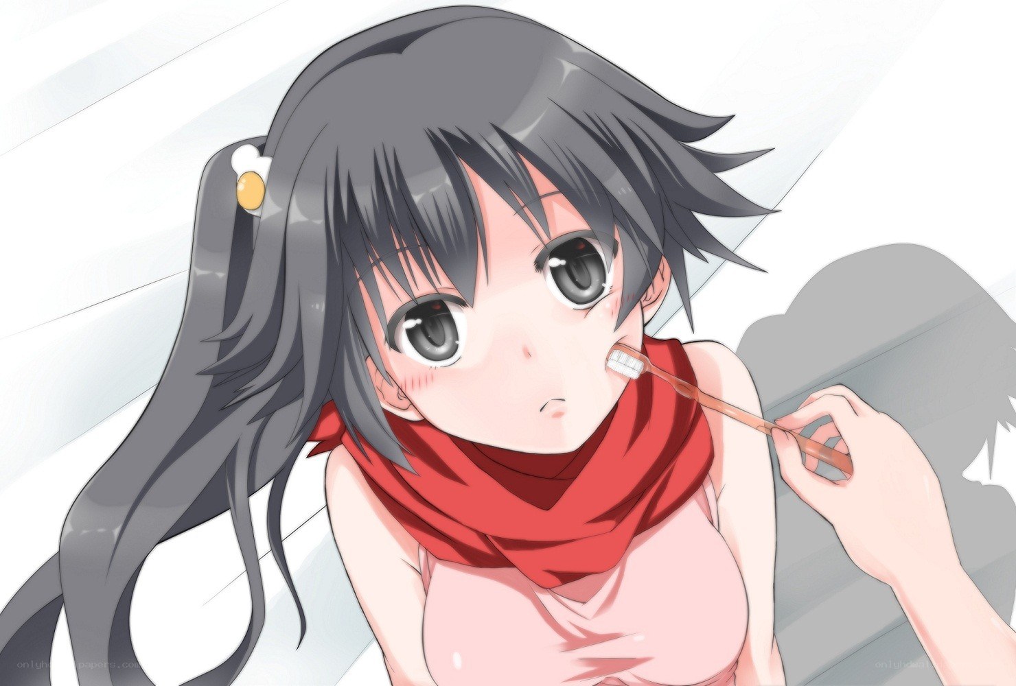 anime girl brushing teeth
