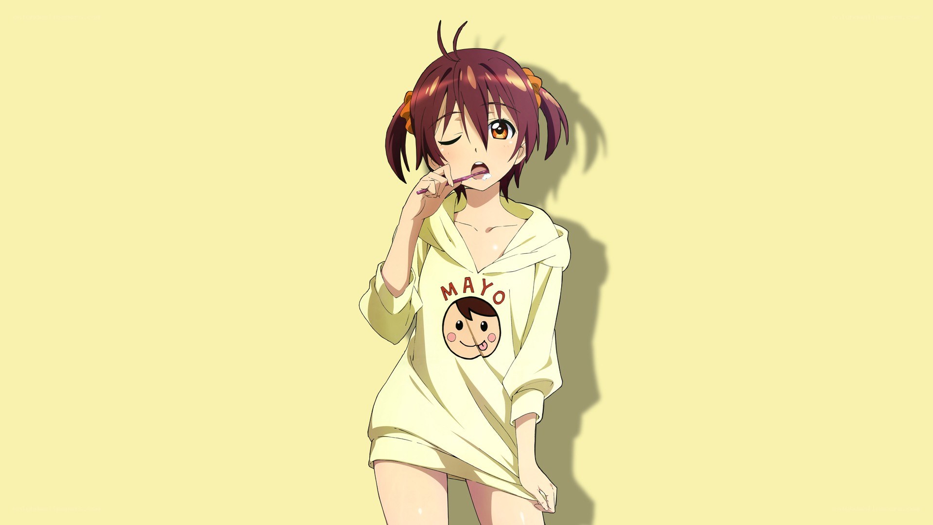 anime girl brushing teeth