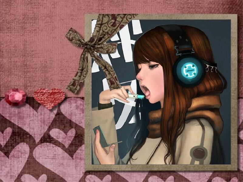 Anime Girl Brushing Teeth — Brown