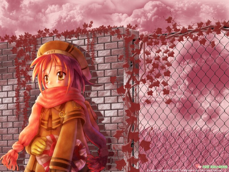 Anime girl by a fence