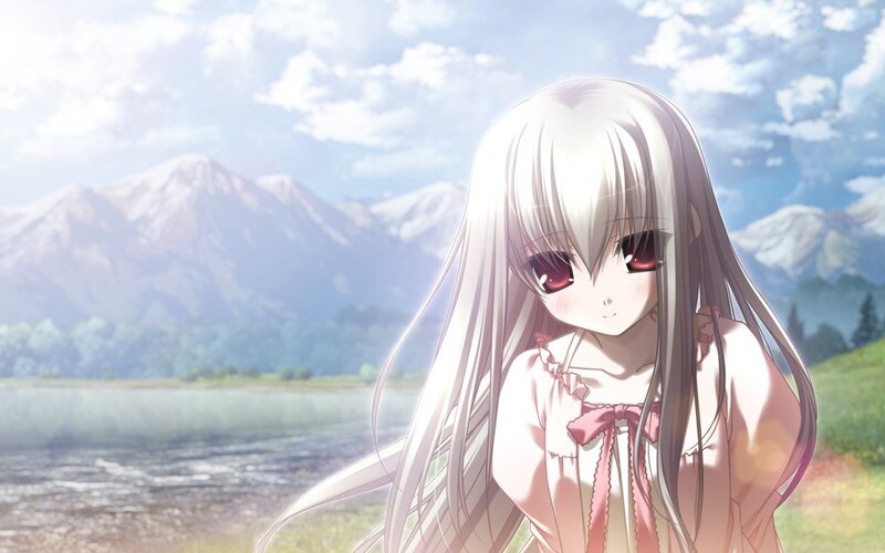 anime girl by a lake