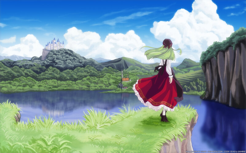 Anime girl by a lake