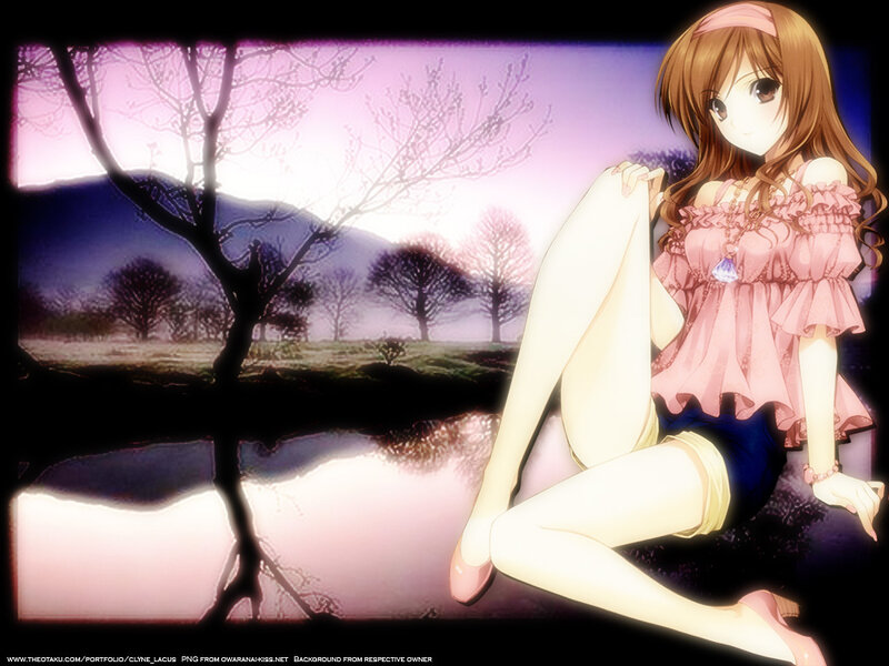 Anime girl by a lake