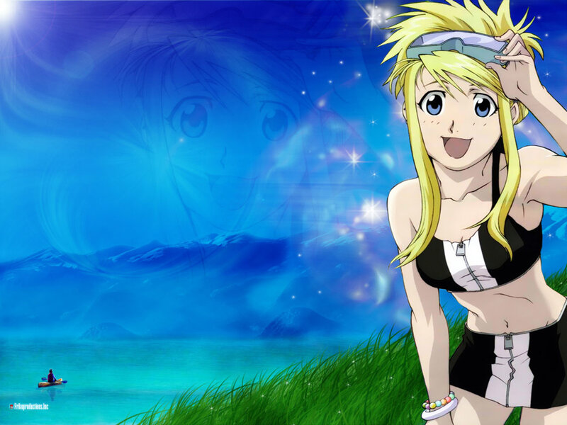 Anime girl by a lake