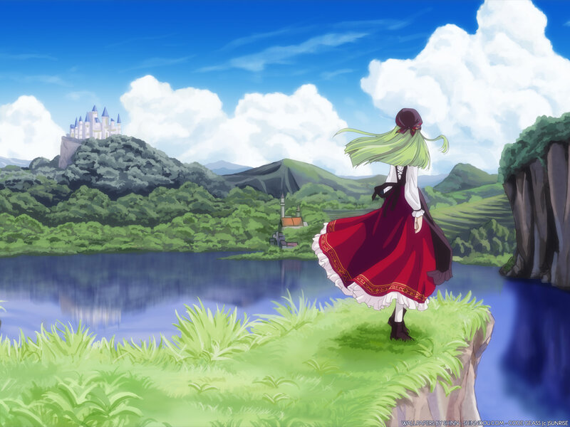 Anime girl by a lake