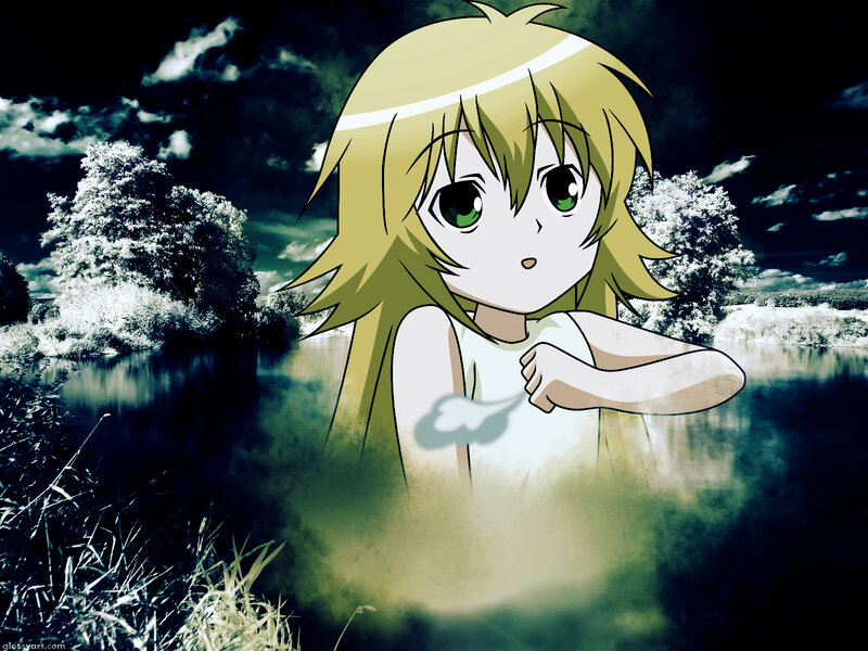anime girl by a lake