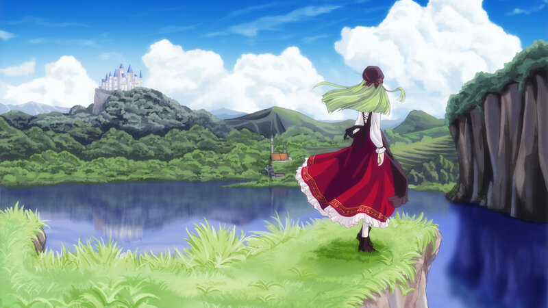 Anime girl by a lake
