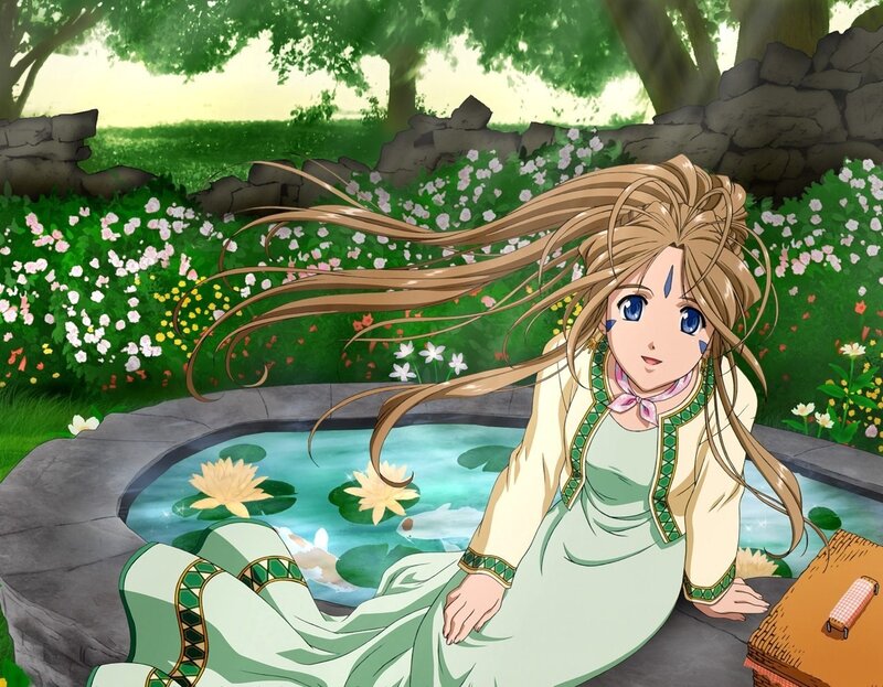 anime girl by a pond