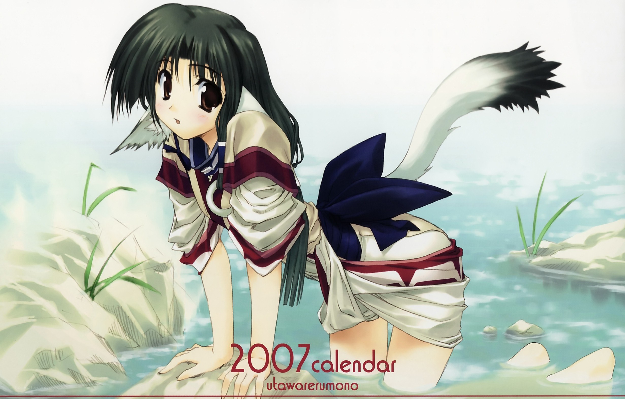 Anime girl by a river