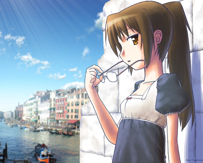 anime girl by canal