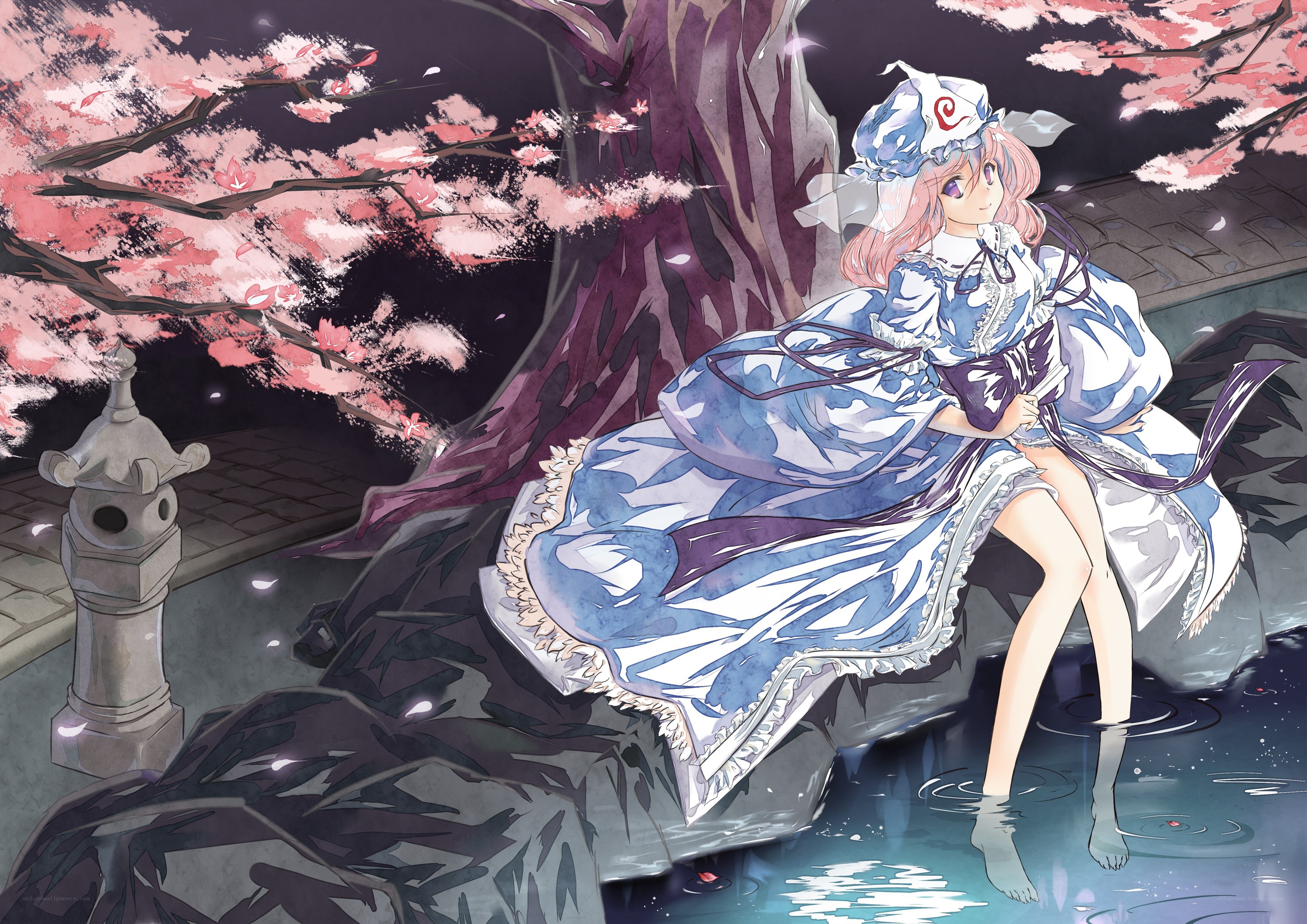 anime girl by cherry blossoms