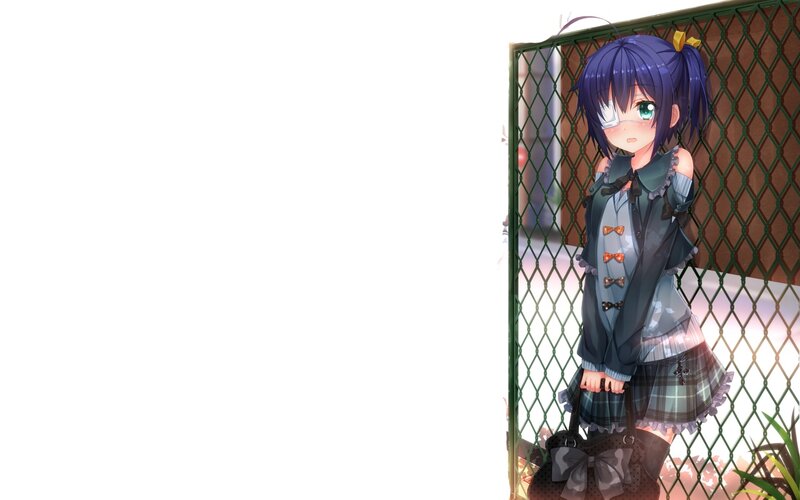 anime girl by fence