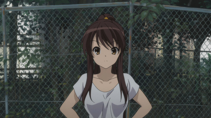 anime girl by fence