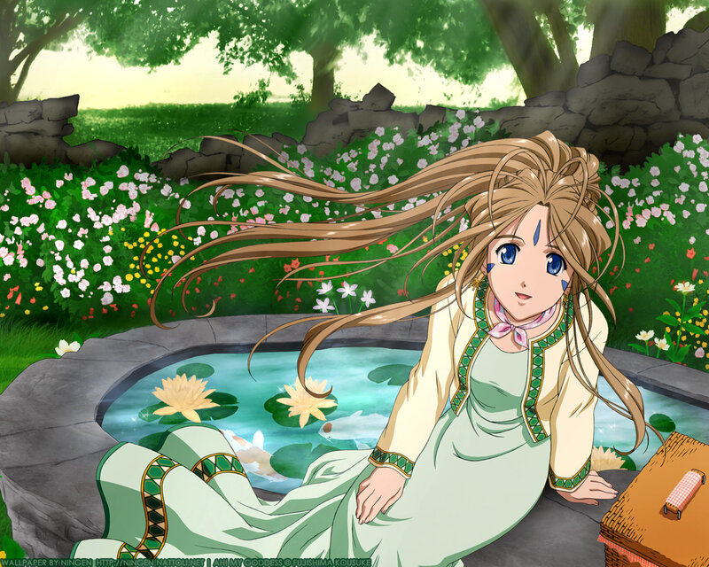 Anime Girl by Pond — Green, Serene