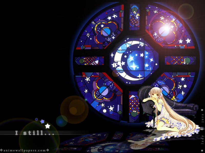anime girl by stained glass