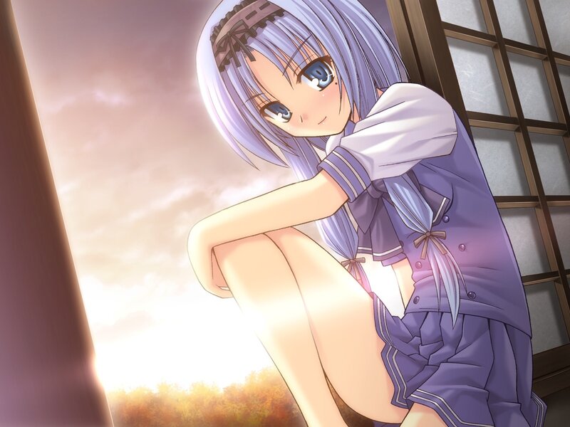 anime girl by sunset