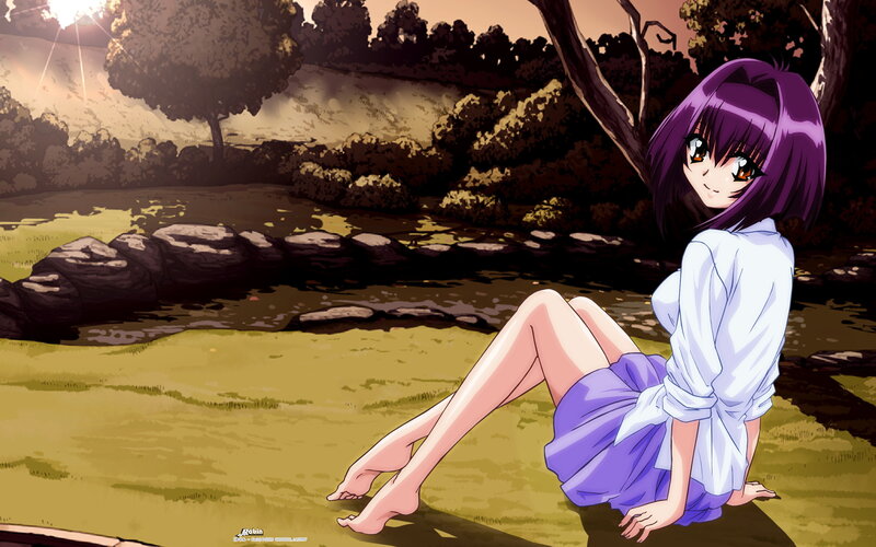 Anime girl by the river