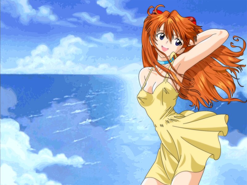 anime girl by the sea