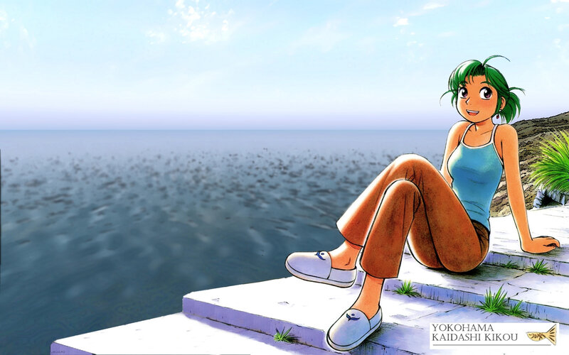 Anime girl by the sea