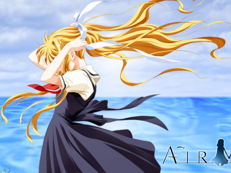 Anime girl by the sea
