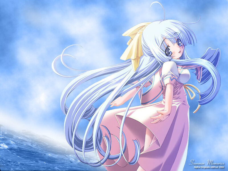 Anime girl by the sea