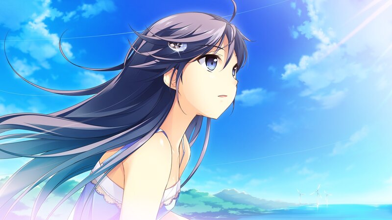 anime girl by the sea