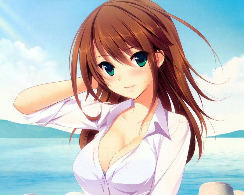 Anime girl by the sea