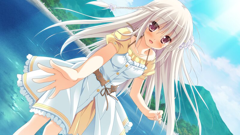 anime girl by the sea