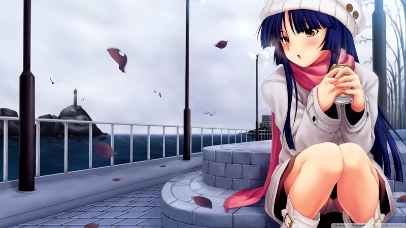 anime girl by the sea