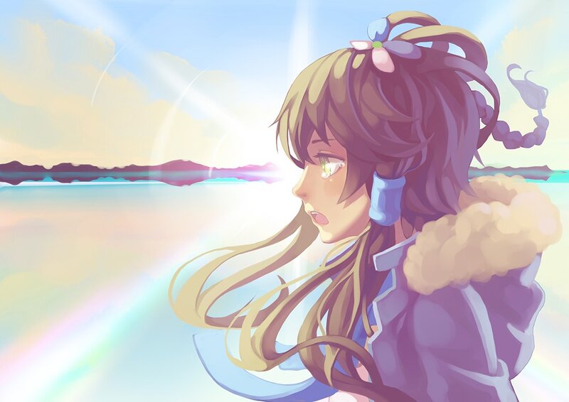 anime girl by the sea