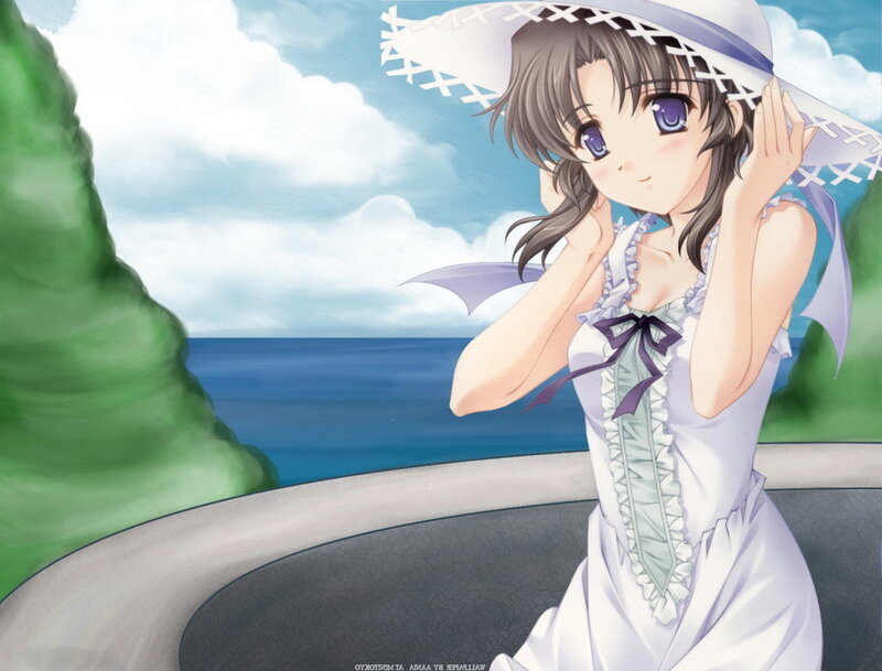 anime girl by the sea