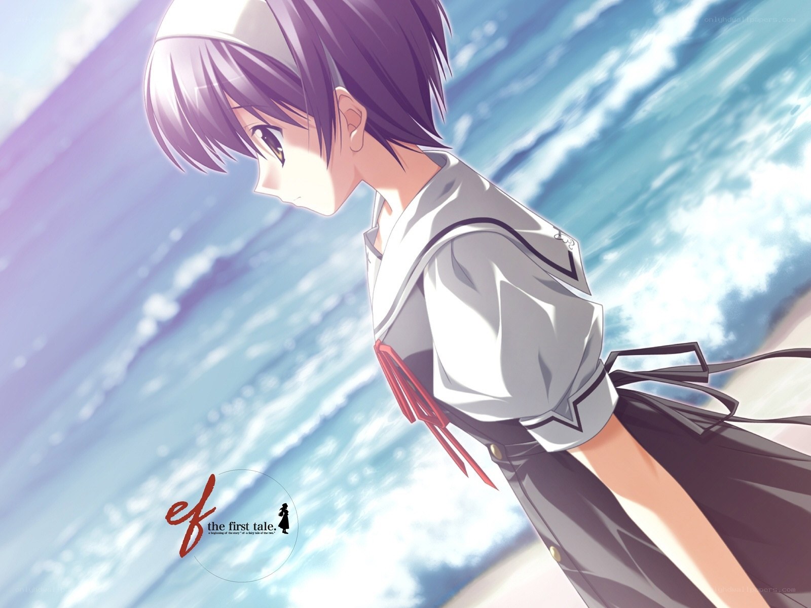 anime girl by the sea