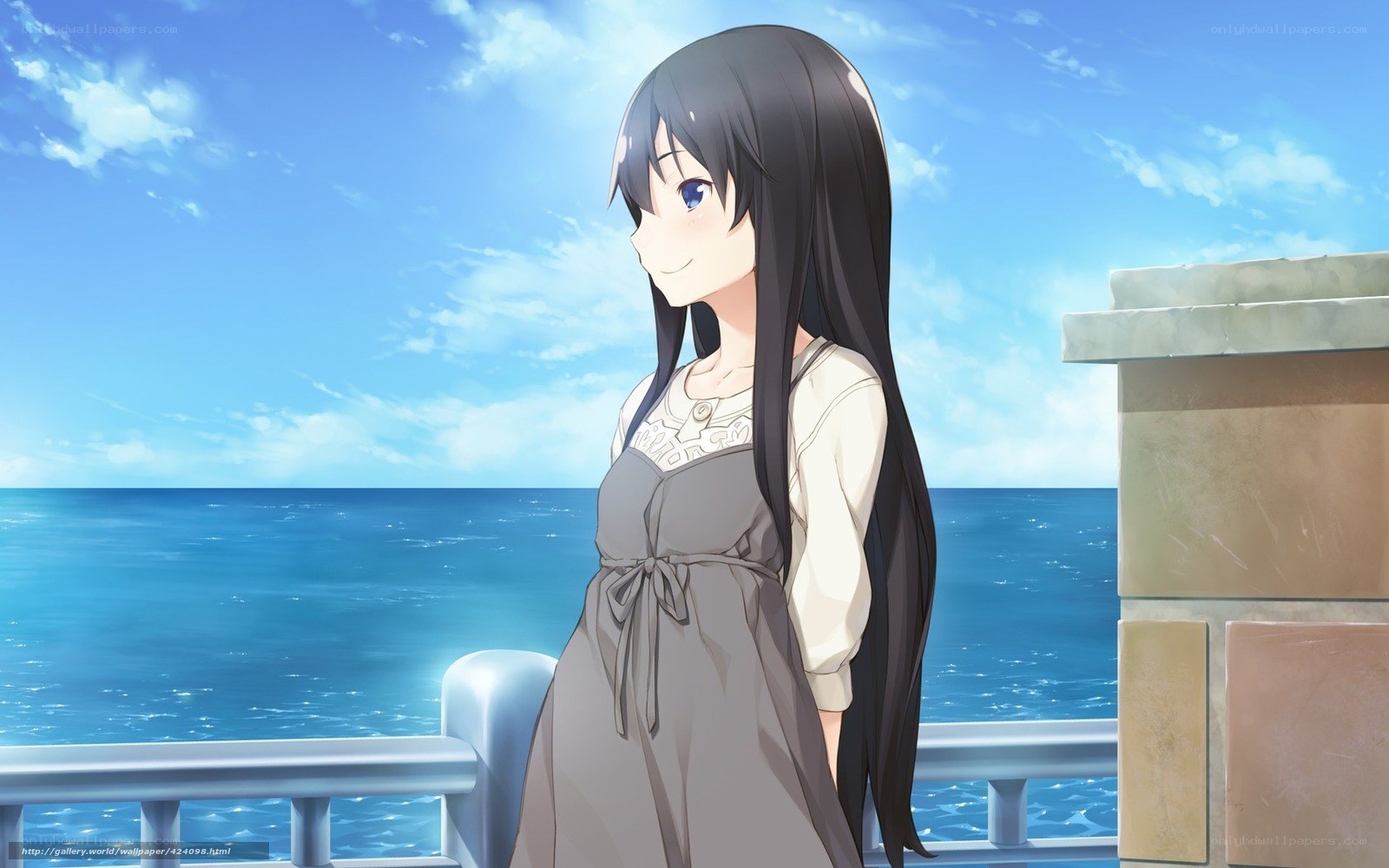 anime girl by the sea