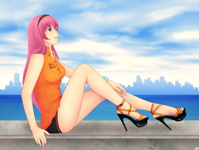Anime girl by the water