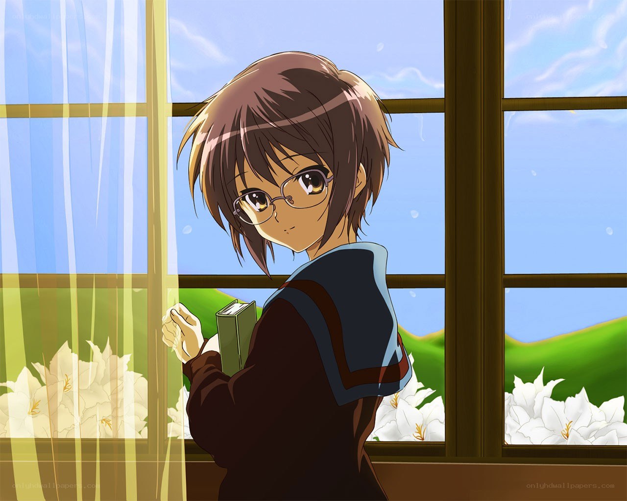anime girl by the window