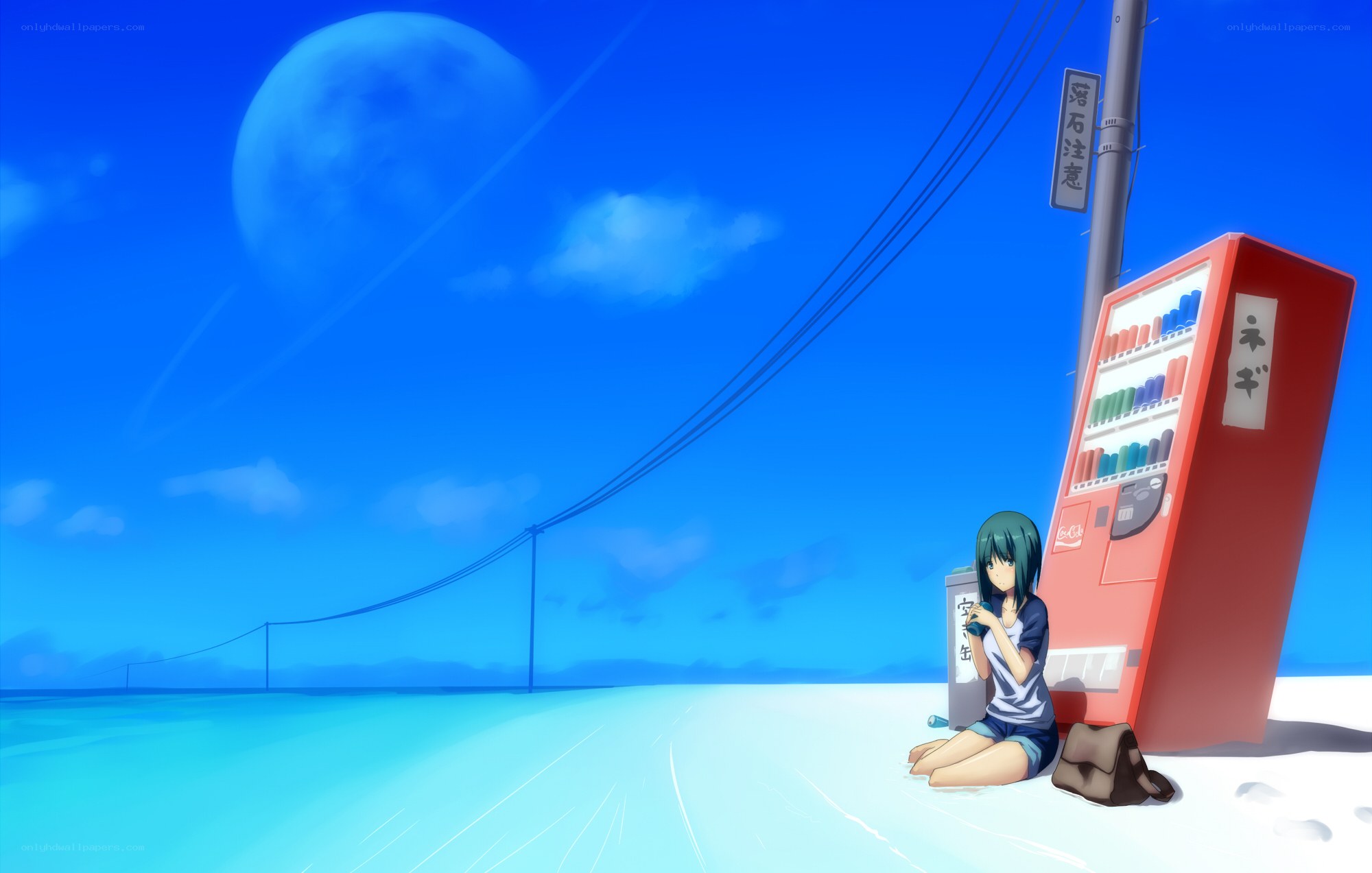 Anime girl by vending machine
