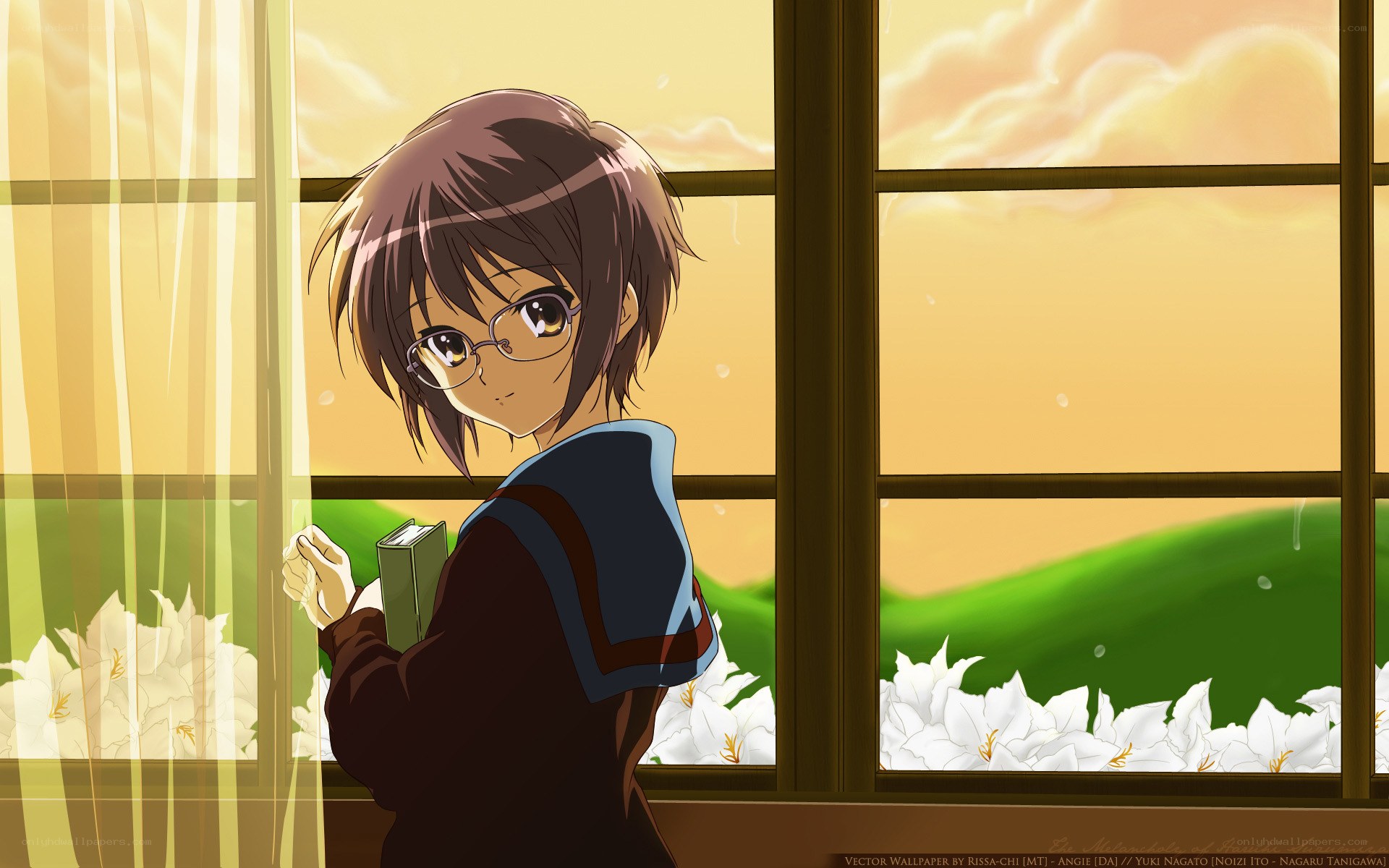 anime girl by window