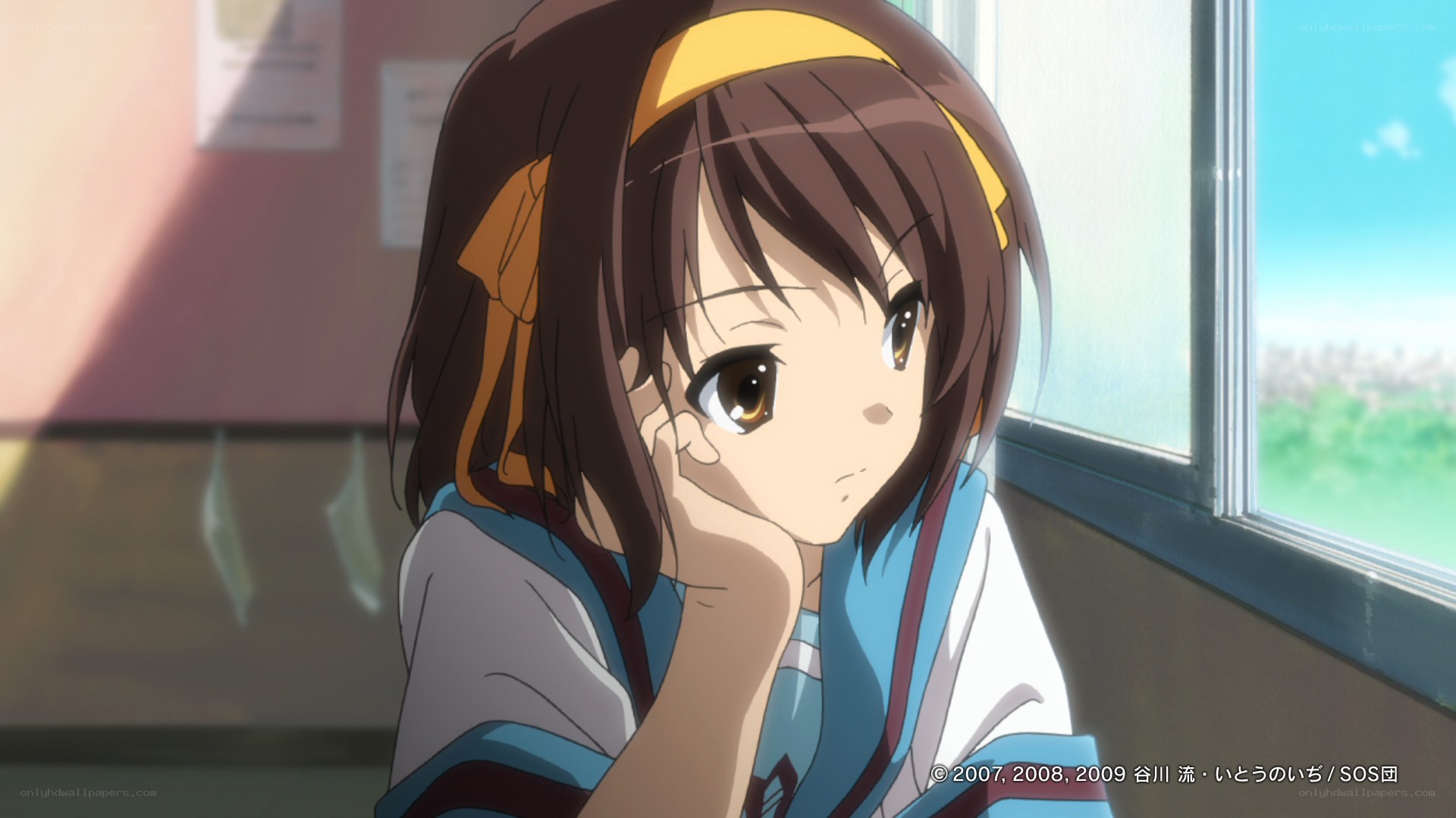 anime girl by window