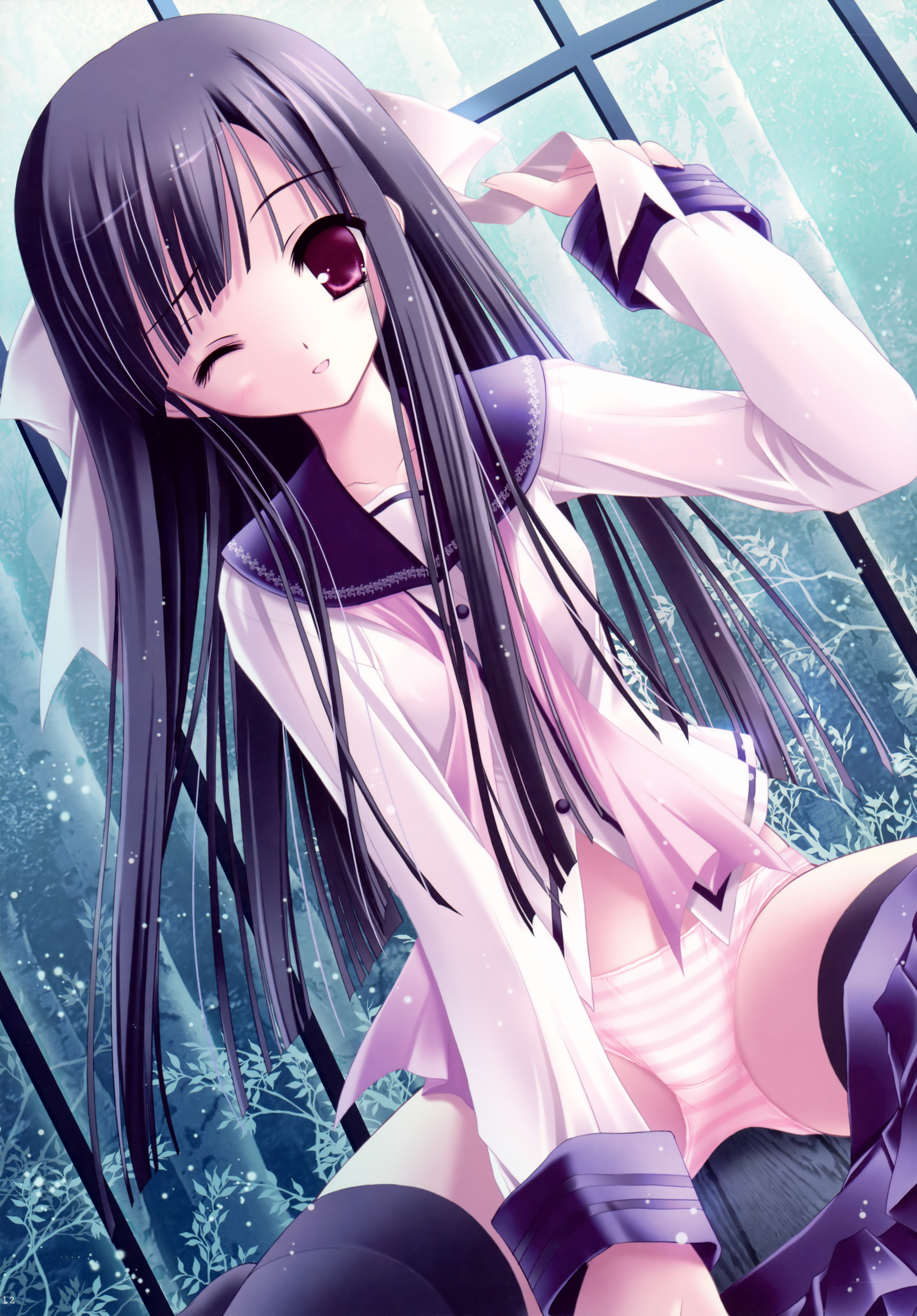 anime girl by window