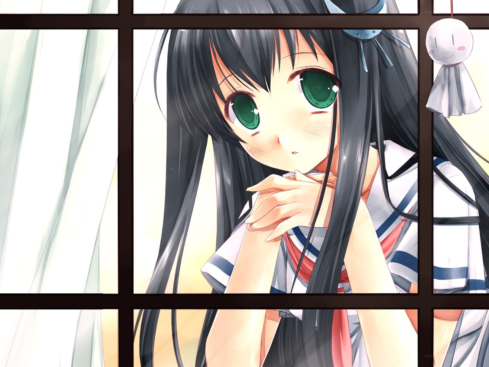 anime girl by window