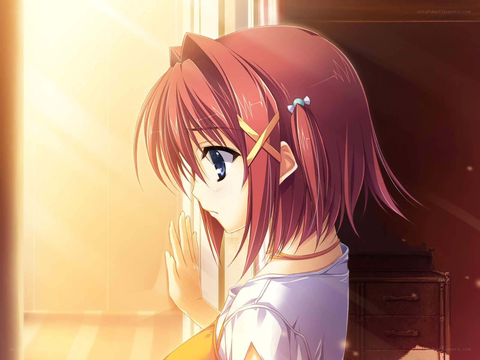 anime girl by window