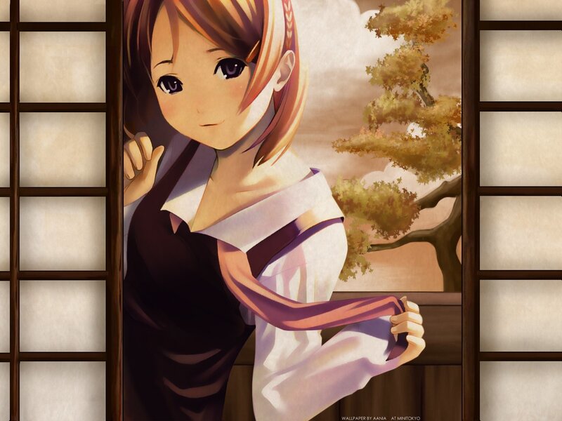 anime girl by window