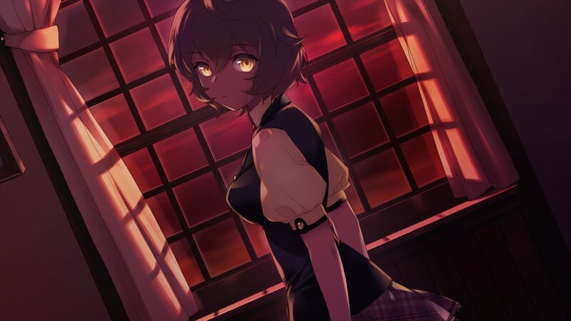 anime girl by window