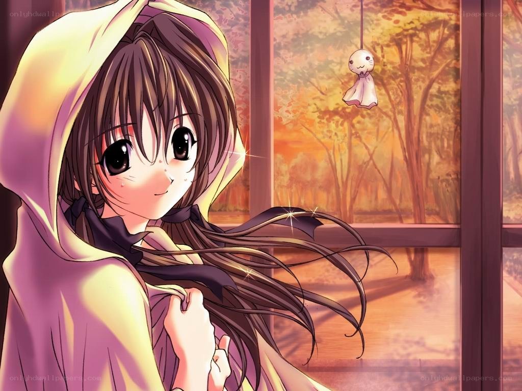 anime girl by window