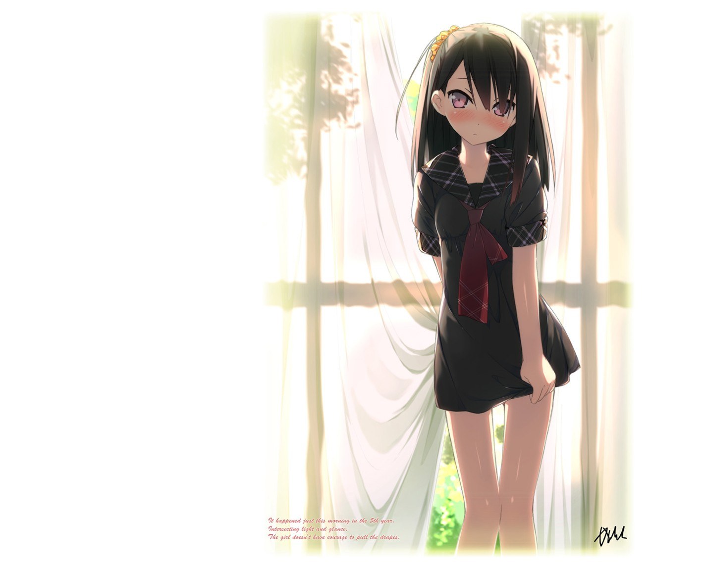 anime girl by window