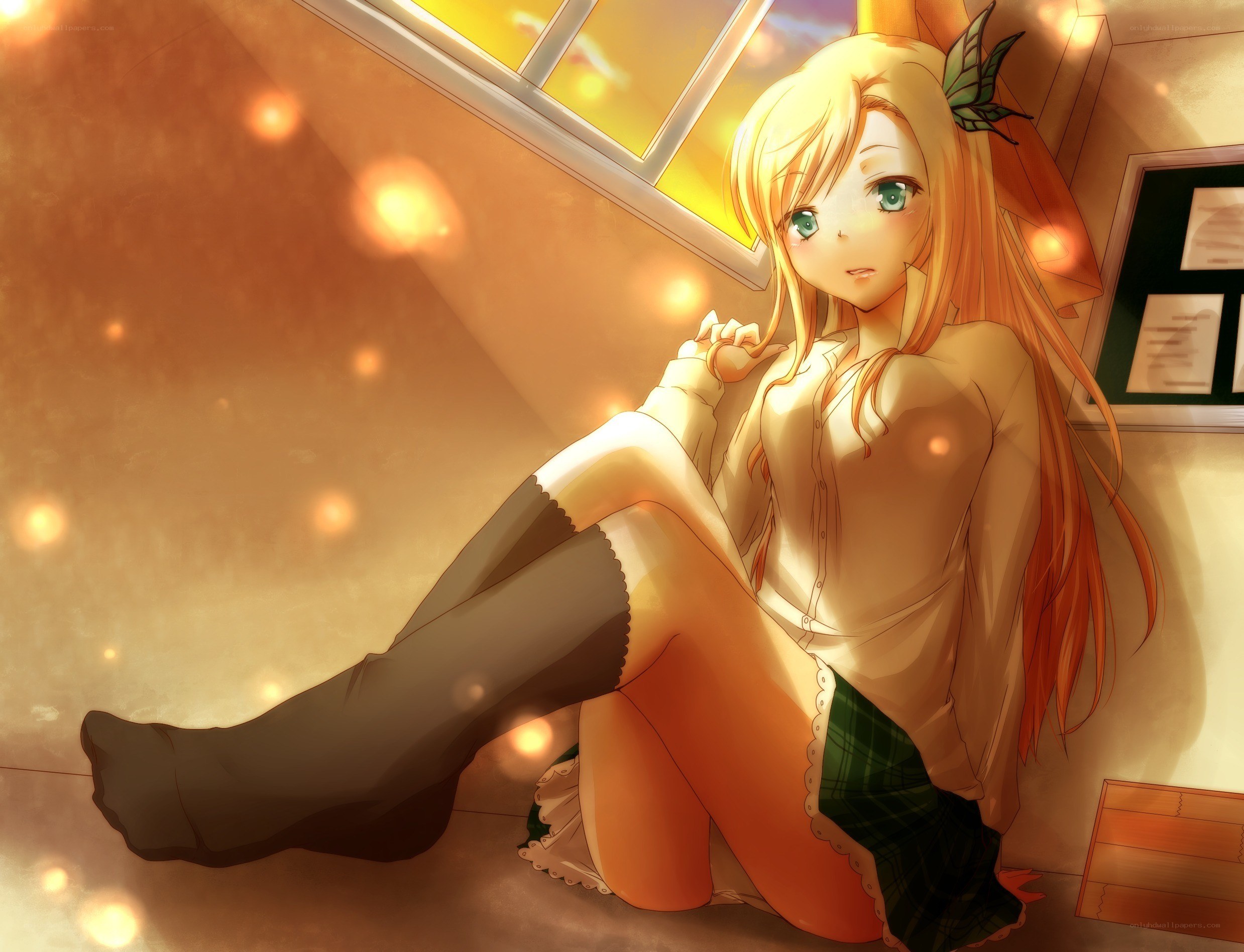 anime girl by window
