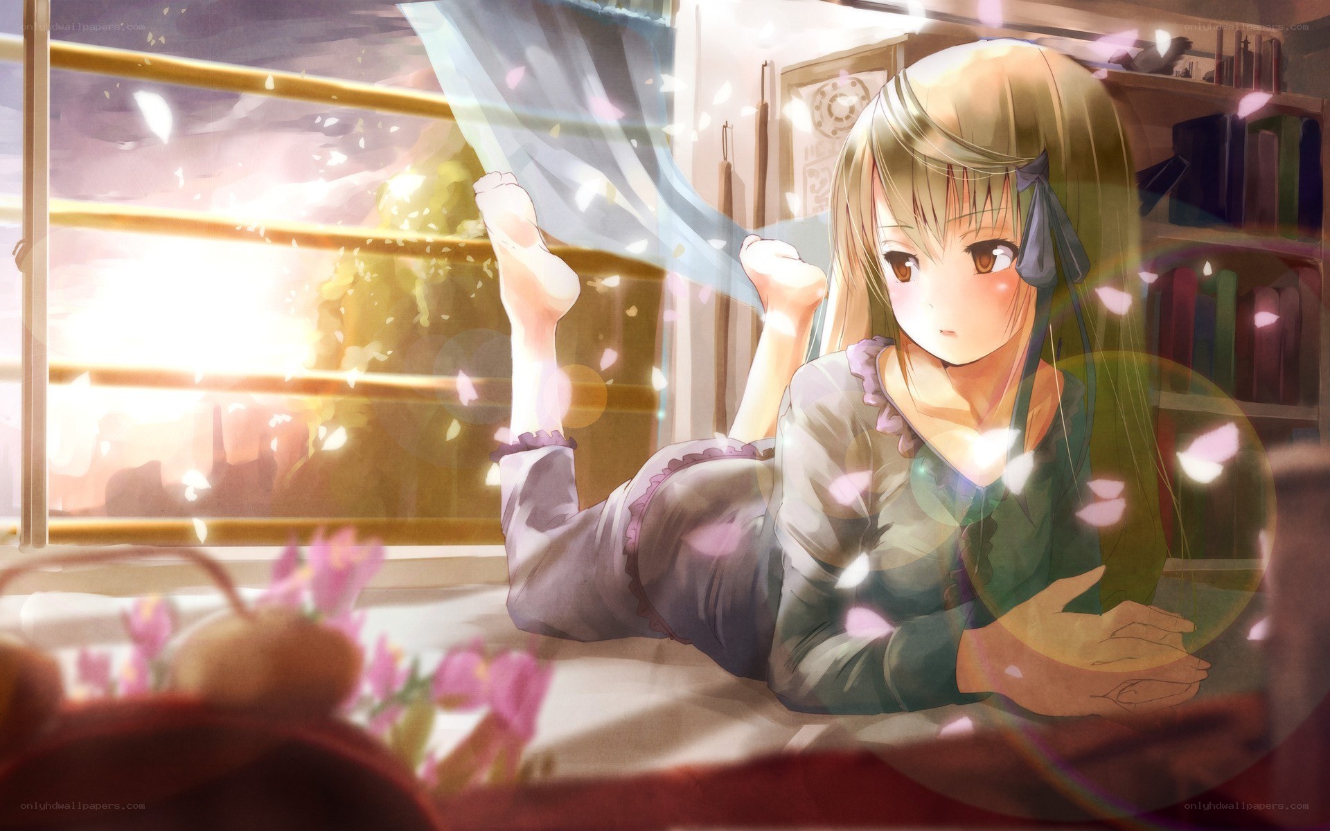 Anime girl by window