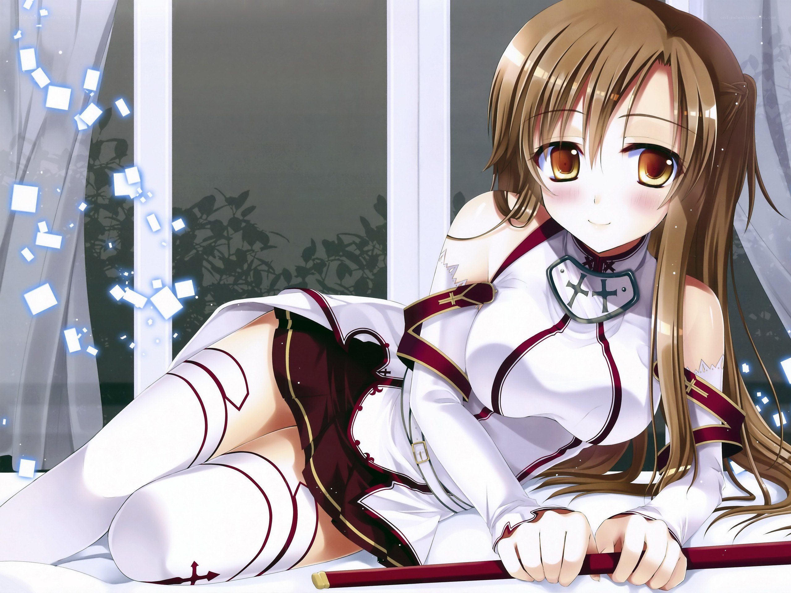 anime girl by window