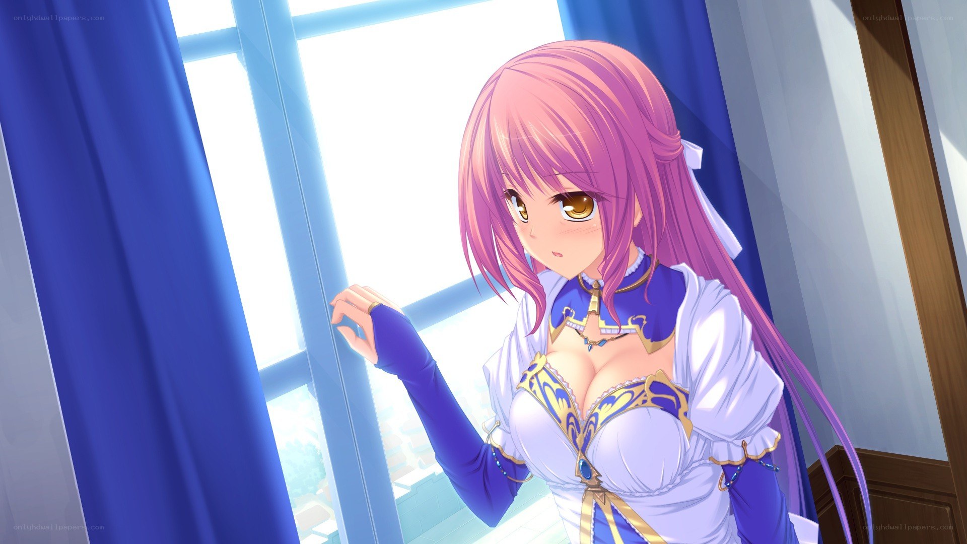 anime girl by window