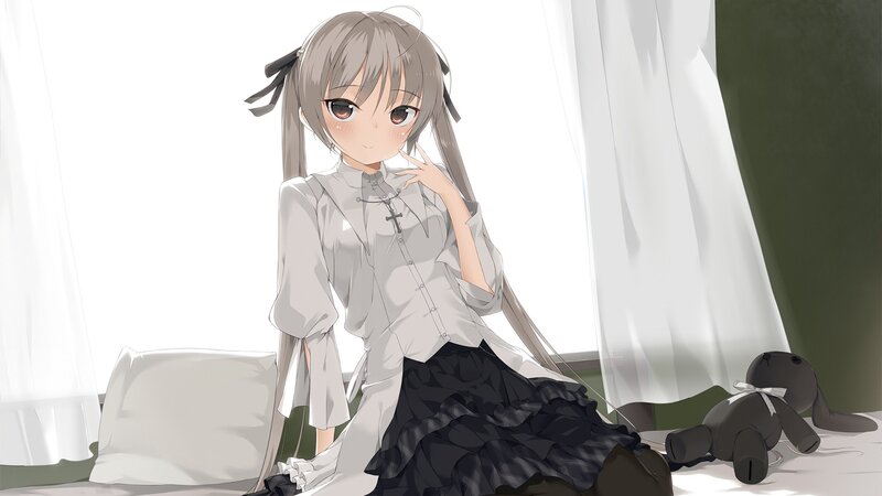 anime girl by window